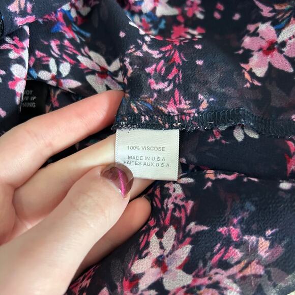 Misa Los Angeles Divya Top Purple Floral Blouse Long Bell Sleeve Chiffon Size S - Picture 8 of 8